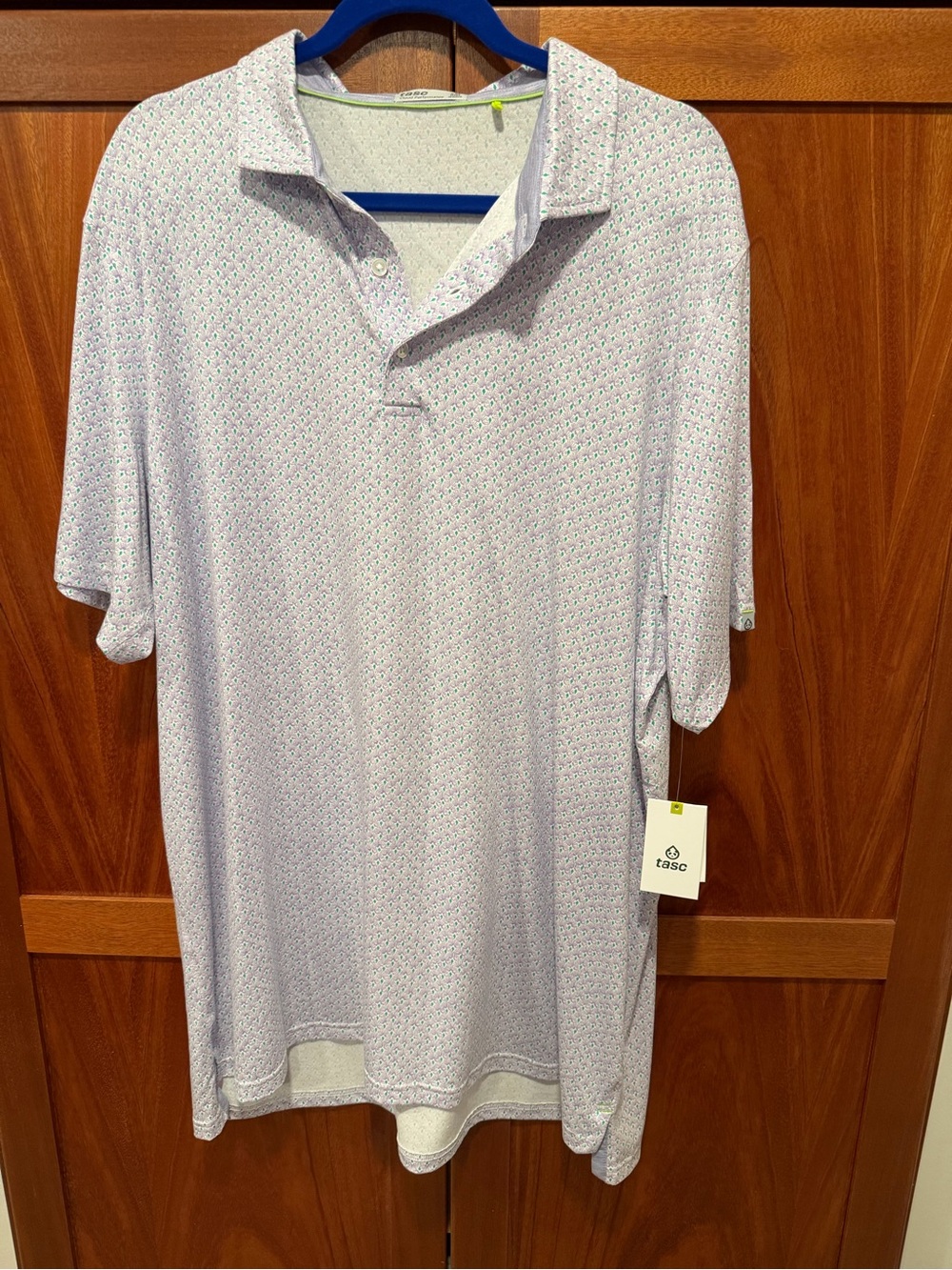 Tasc Performance Men’s Light Lavender Micro-Print Polo Shirt